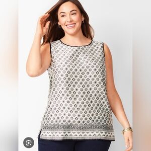 Medallion Shell Talbots Plus Women's Black & White Tank Top 2x
